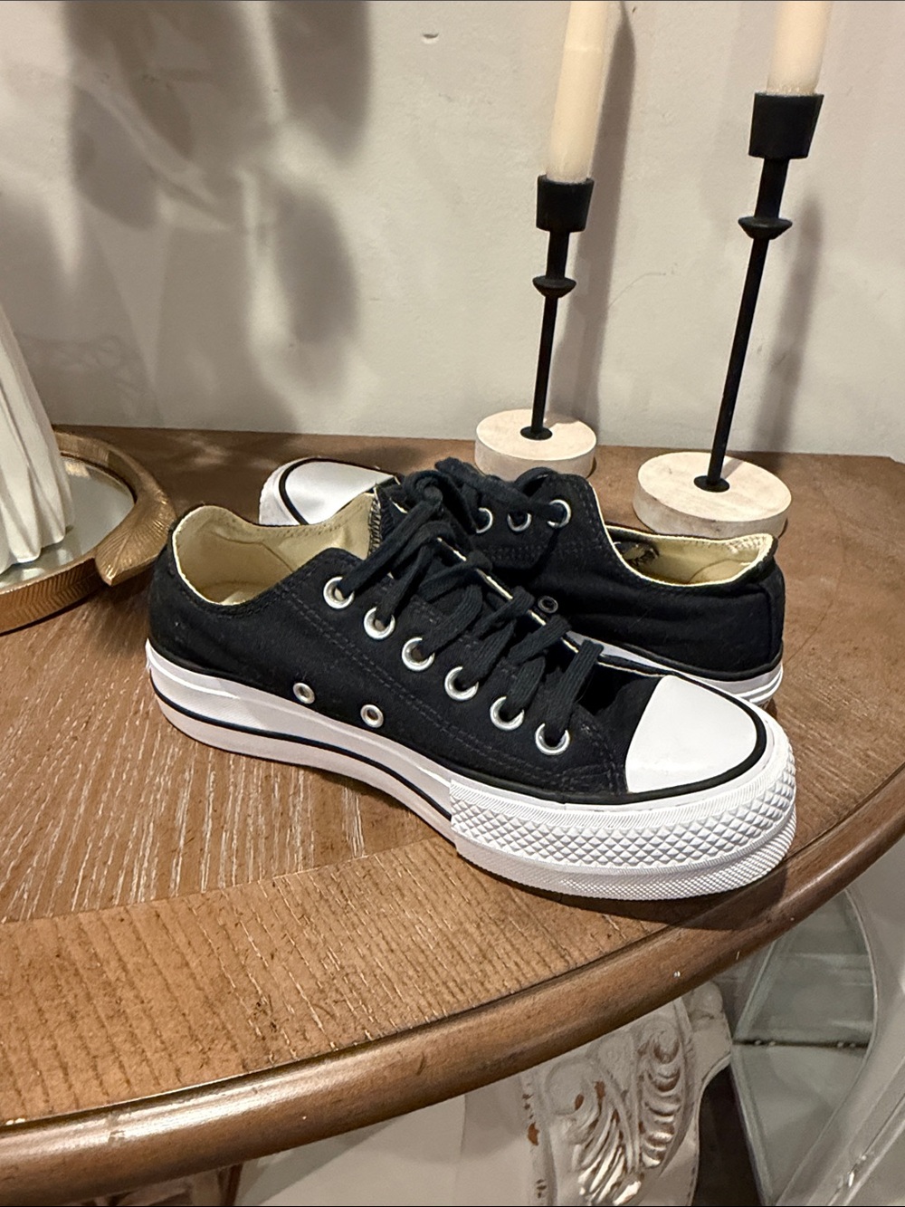 Converse Black and White Low-Top Platform Sneakers